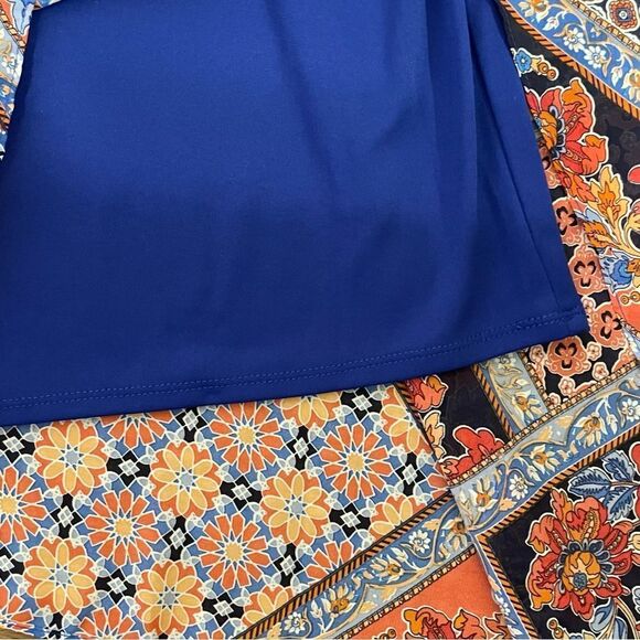 Rabbit Rabbit Rabbit Short Sleeve Fit & Flare MIDI Printed Dress Red Blue Sz 10 - Picture 9 of 11